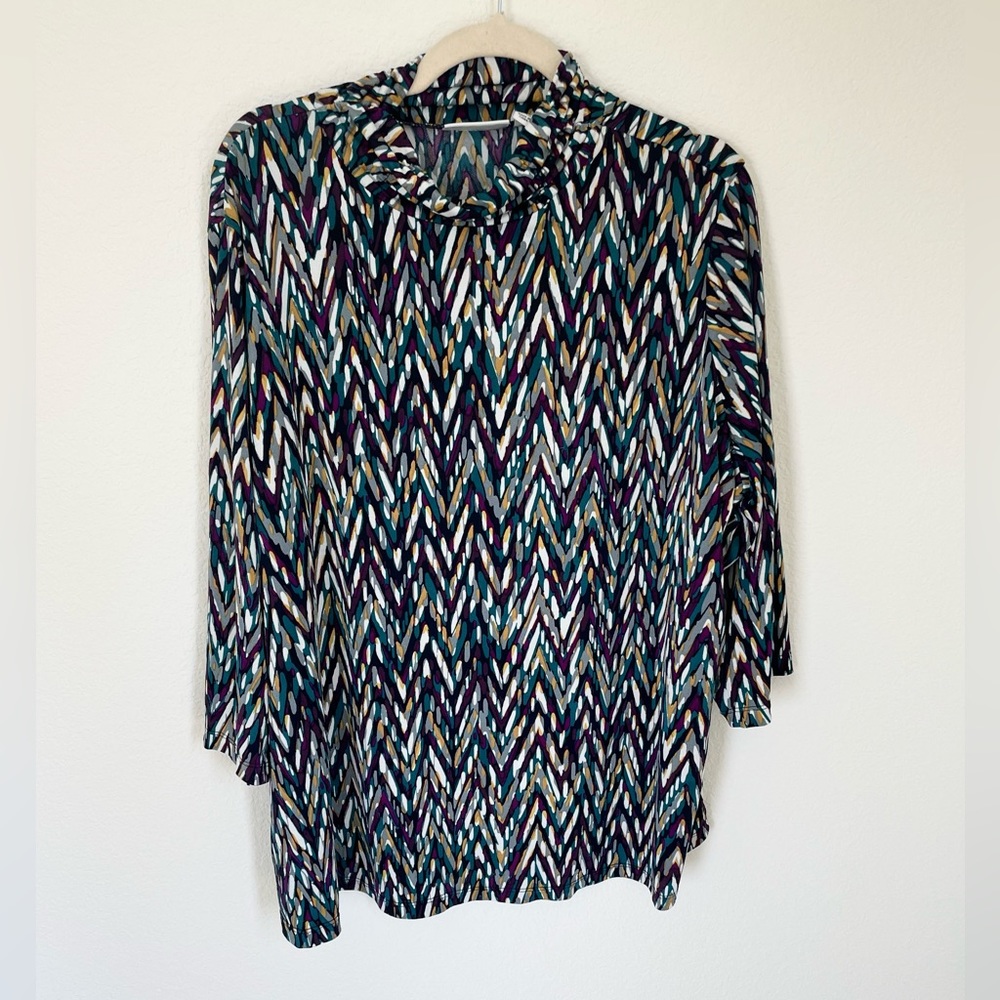 Susan Graver long sleeve print top size 2X